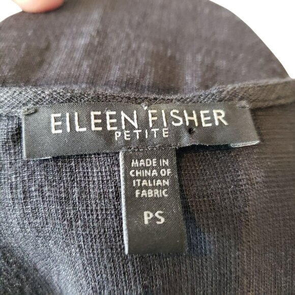 Eileen Fisher Petite Linen Viscose Black Gray Button Down Top Blouse Petite S PS - Picture 9 of 11